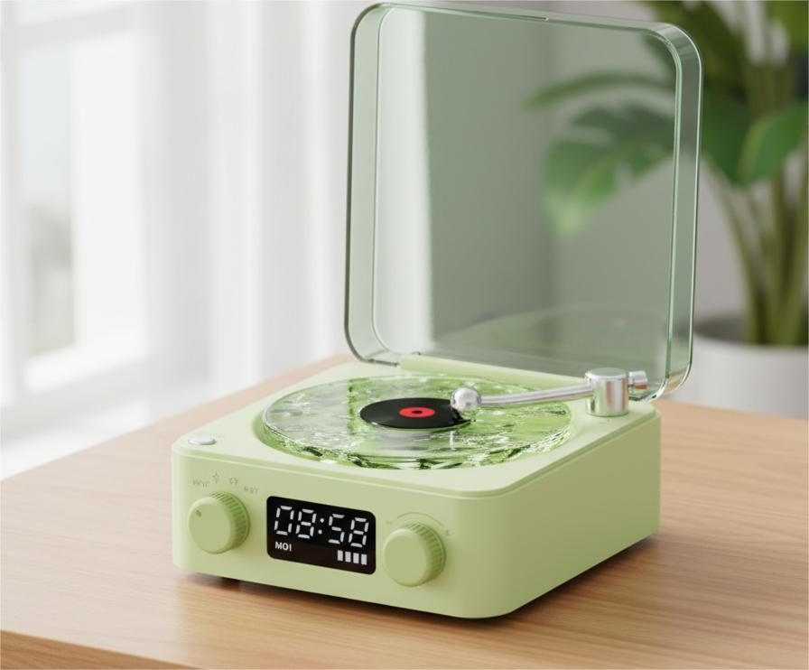 Bluetooth Retro Turntable Speaker with RGB Lights