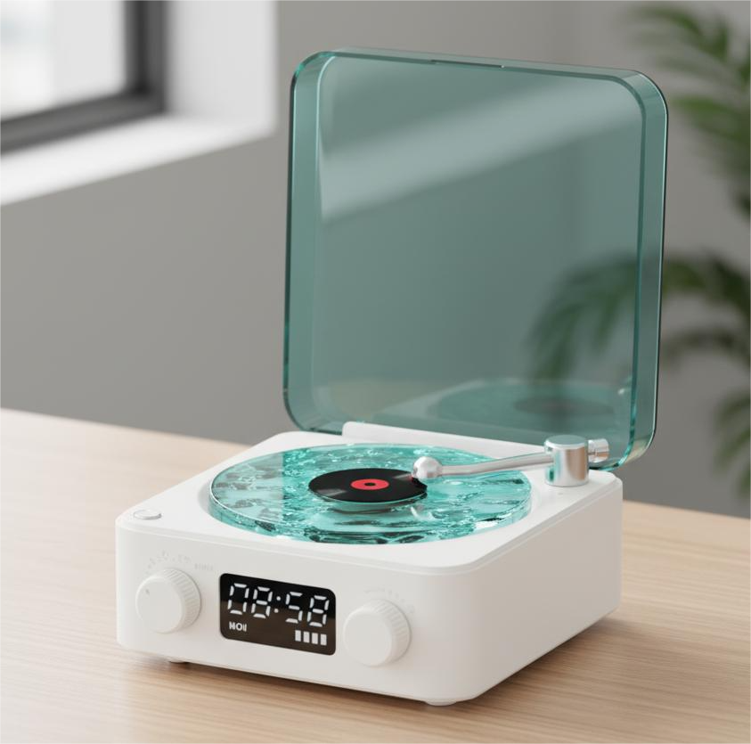 Bluetooth Retro Turntable Speaker with RGB Lights