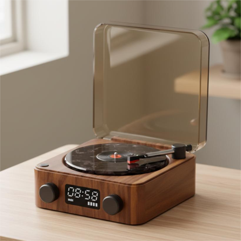 Bluetooth Retro Turntable Speaker with RGB Lights